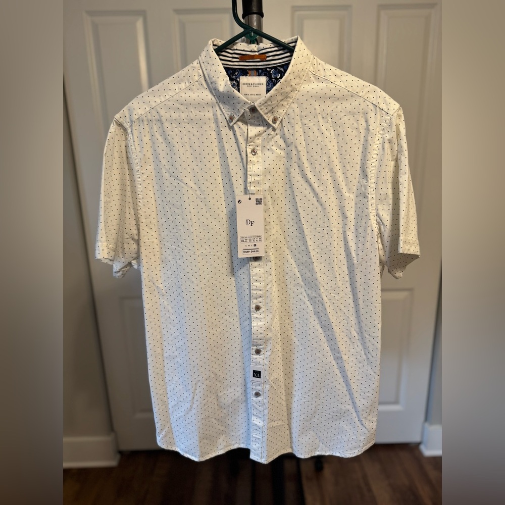 Denim & Flower White Polka Dot Short Sleeve Shirt